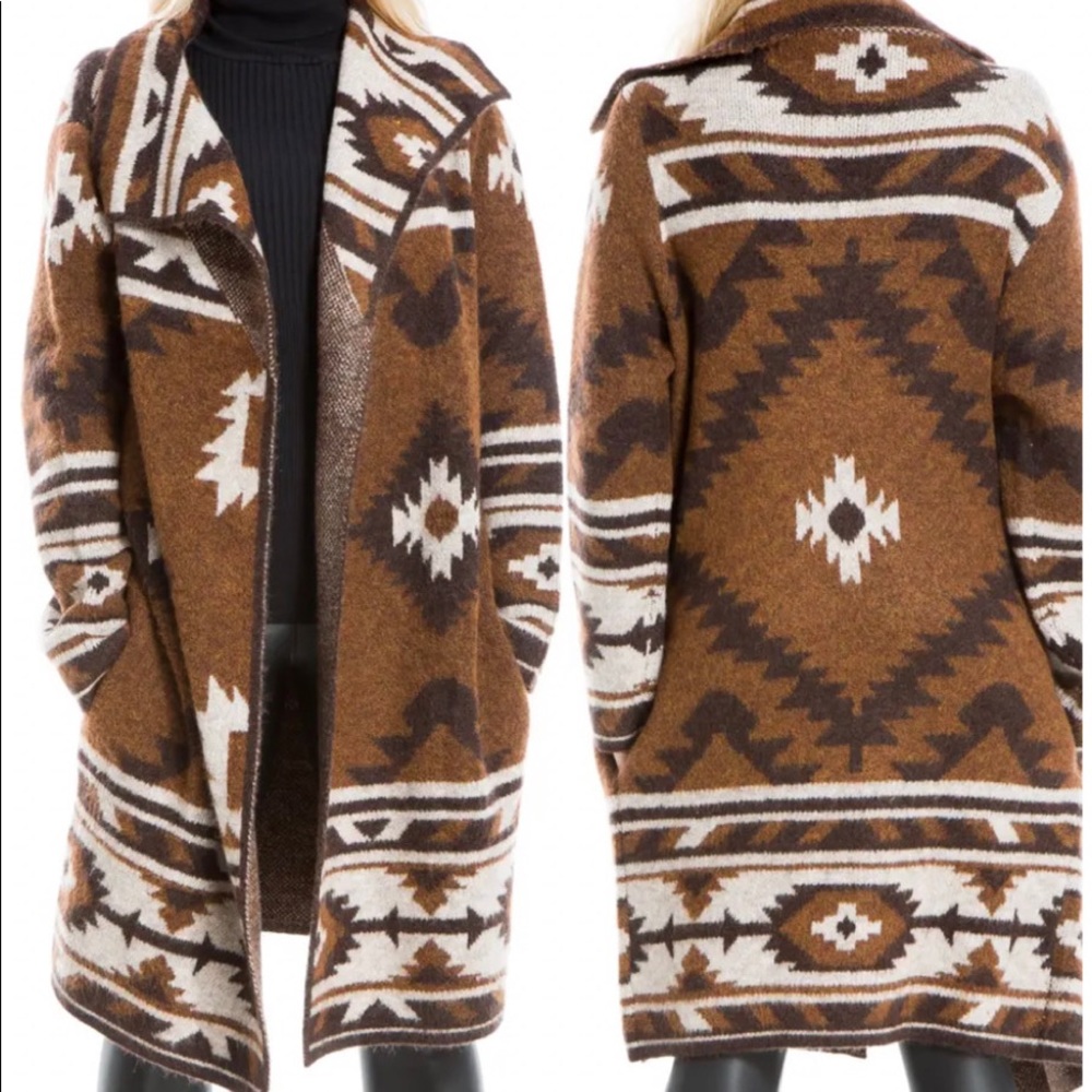 Max Studio Long Aztec Duster Sweater